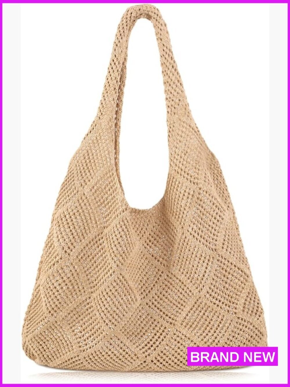 Crochet Beach Tote Bag Summer Mesh Knit Bag Hippie Boho Tote Shoulder Bag Women